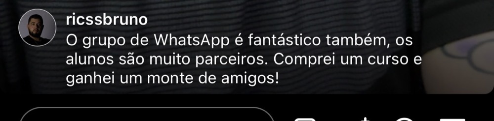 Comentário de aluno: o grupo de WhatsApp é fantástico