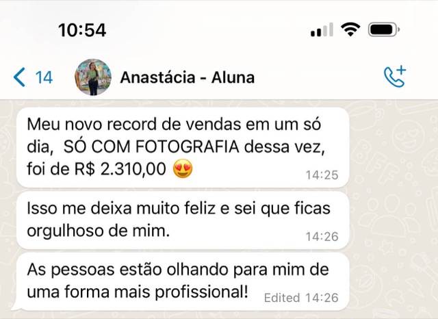 Print de resultado da aluna Anastácia